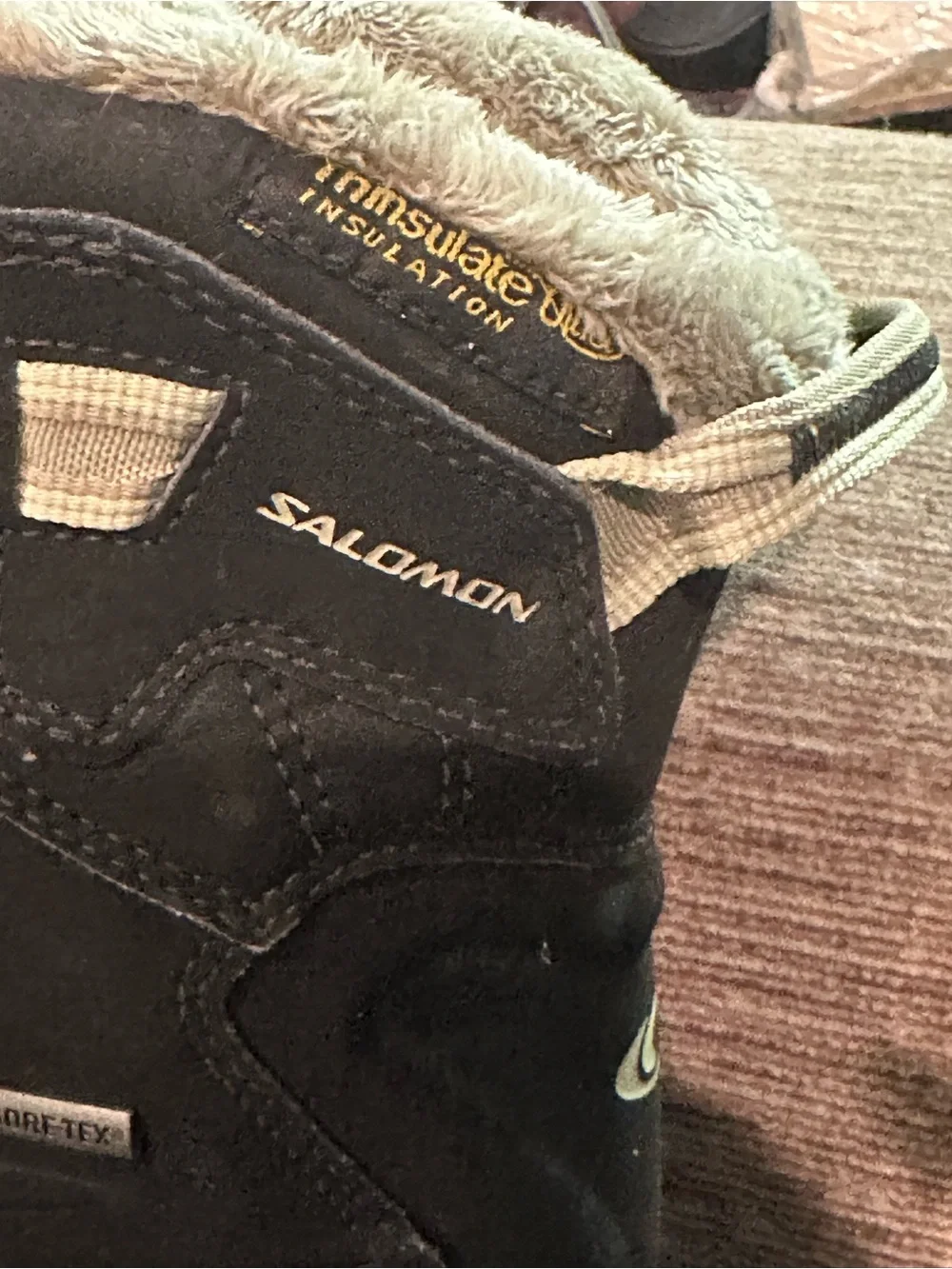 Salomon Black and Cream Women's Winter Lace-Pocket Boots